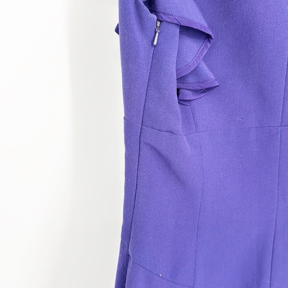 Black Halo Eva Keyhole Ruffle Royal Purple Dress size 8 - Picture 5 of 12